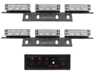 Мигалка-планка-стробоскоп Белый 12V (180*20*15) 2пласт*3строб+блок упр NST (HS-FX-51036-2 белый) к-т