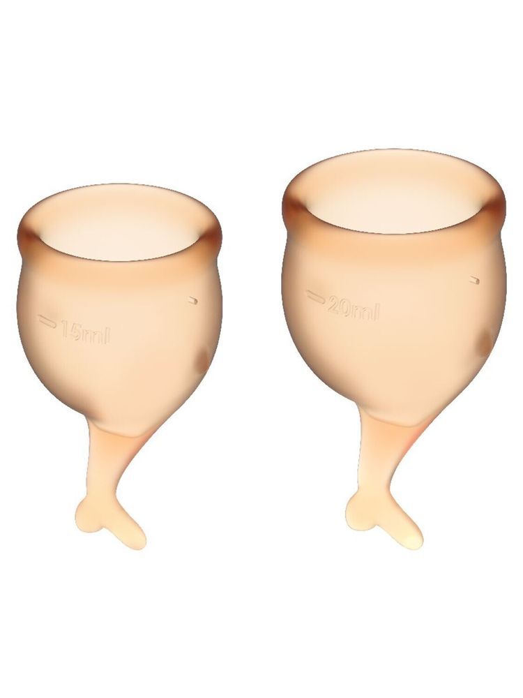 Набор менструальных чаш 2 шт,15 и 20 мл Feel Secure Menstrual Cup Orange с хвостиком