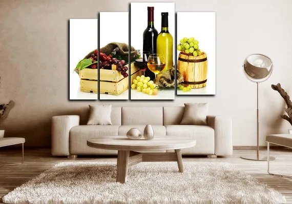 Модульная картина "Вино и виноград"