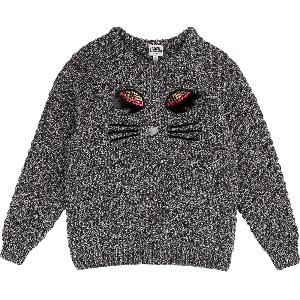 Пуловер KARL LAGERFELD Серо-черный меланж/Серебристый люрекс (Девочка)