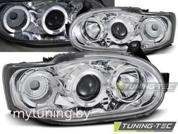Передние фары Ford Escort 7 angel eyes chrome