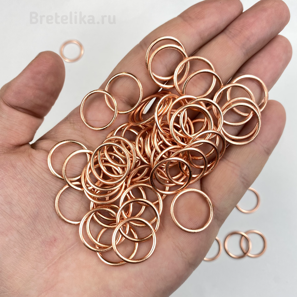 Кольцо металл розовое золото 15 мм