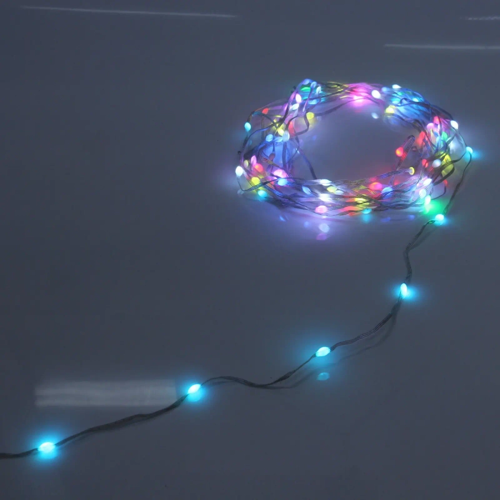 Гирлянда для дома НИТЬ-SMART 10 м 100 ламп LED, прозрачн.пров, более 200 реж, управление с пульта д/у,с телефона, IP-40, RGB (USB)