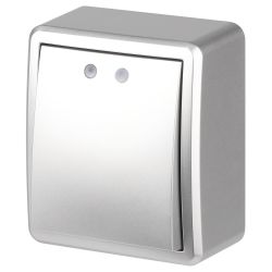 Выключатель ЭРА Эксперт 11-1202-03 с подсветкой IP20 10АХ-250В ОУ алюминий | Эра Эксперт