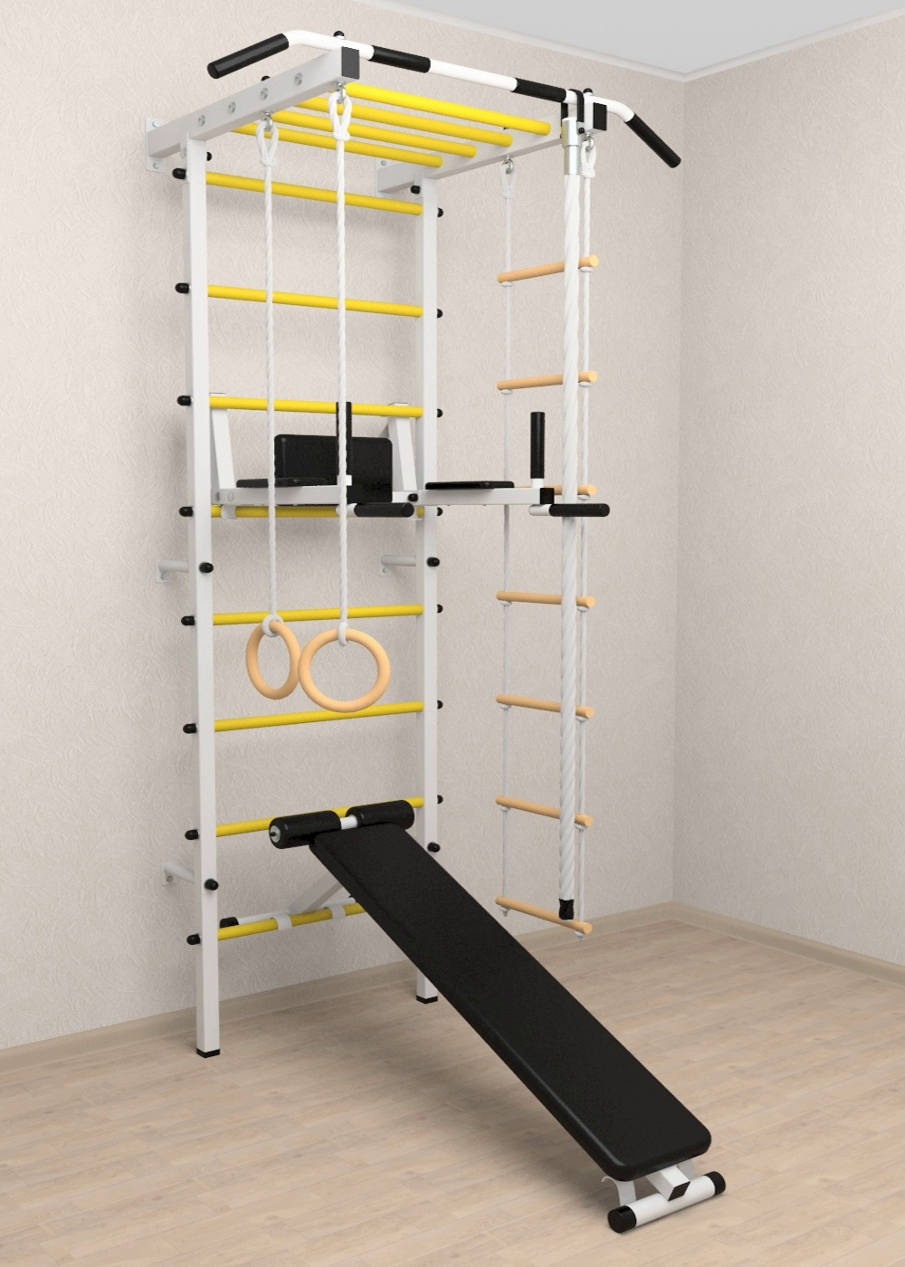 Шведская стенка Sv Pro рукоход 855 (Турник Pro рукоход/Брусья/стойка/Скамья/Канат/Kольца/Лестница)