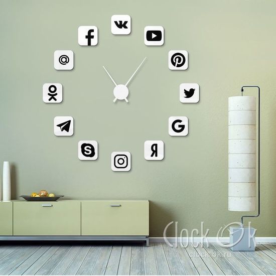 Настенные 3D часы Социальные сети