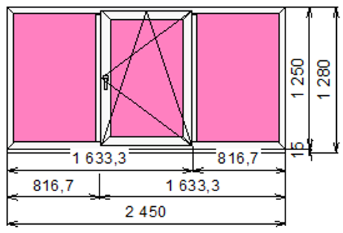 Пластиковое окно 1250 х 2450 ТермА Эко