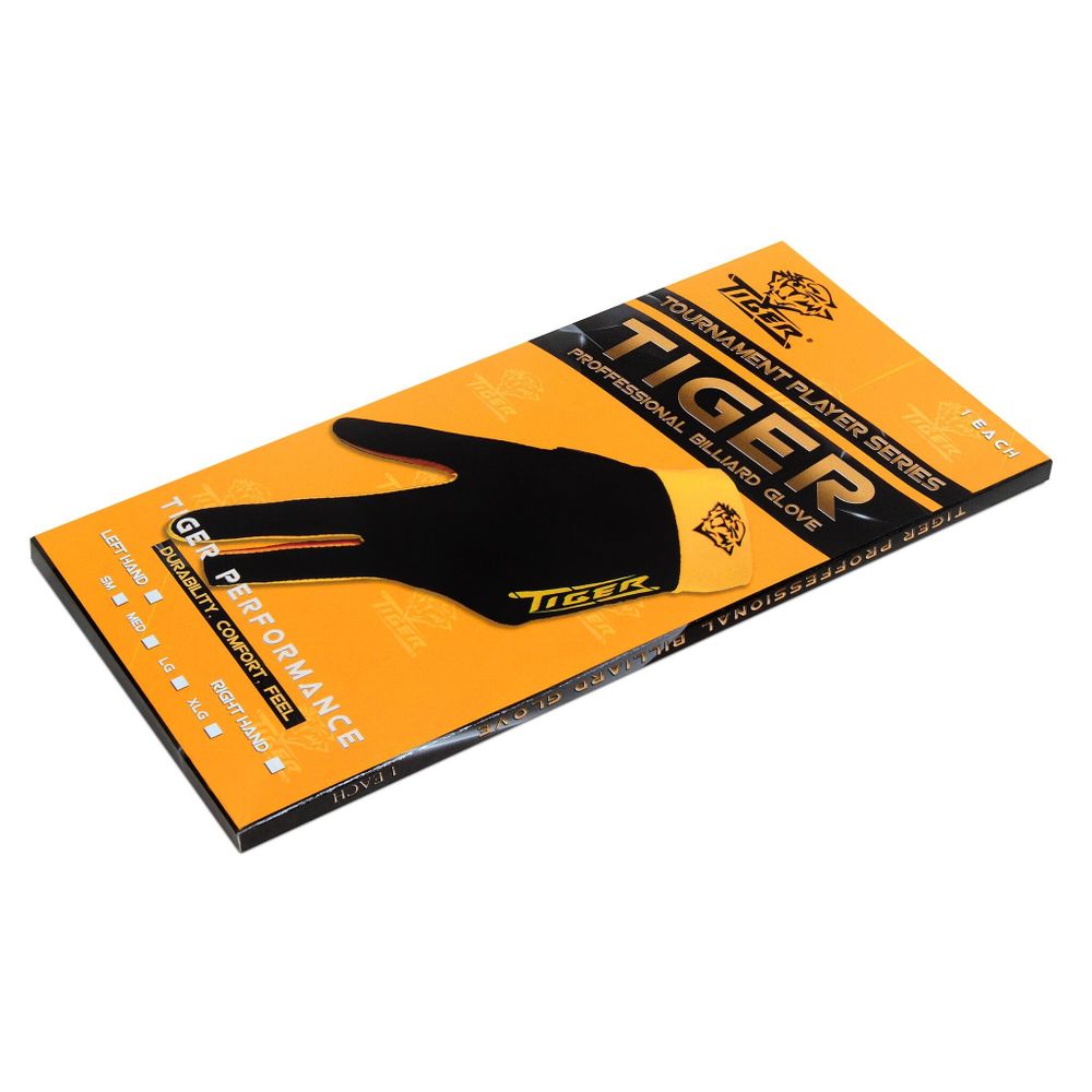 Перчатка Tiger Professional Billiard Glove черная/желтая левая XL