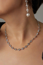 Нить с прозрачными цирконами Bezel, 40-45 см, оттенок серебро