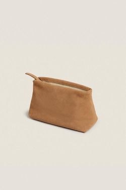 ZARA HOME МАЛЕНЬКАЯ КОСМЕТИЧКА ИЗ ПЛОТНОЙ ЗАМШИ, КОРИЧНЕВЫЙ