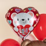 Шар (18''/46 см) Сердце, Мишка с сердцем, 1 шт. в уп. (цв.этик.)