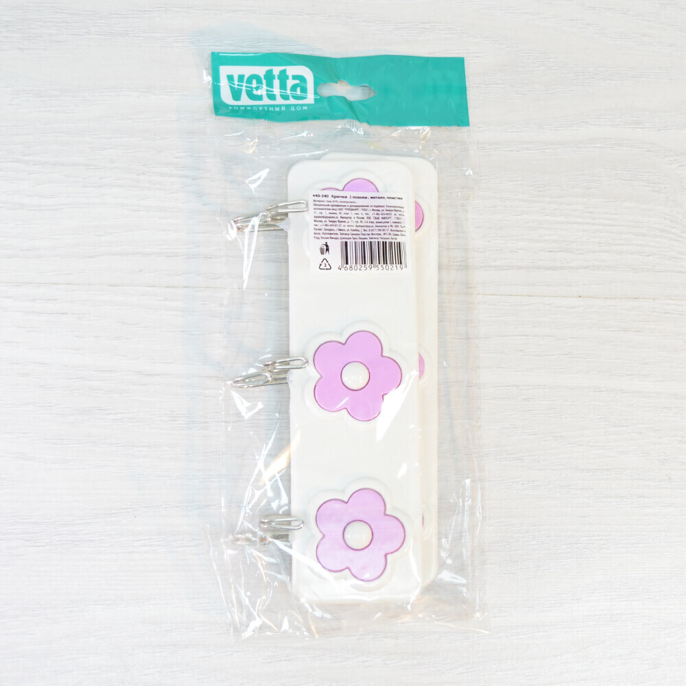 Крючок самоклеящийся 2 планки по 3шт VETTA