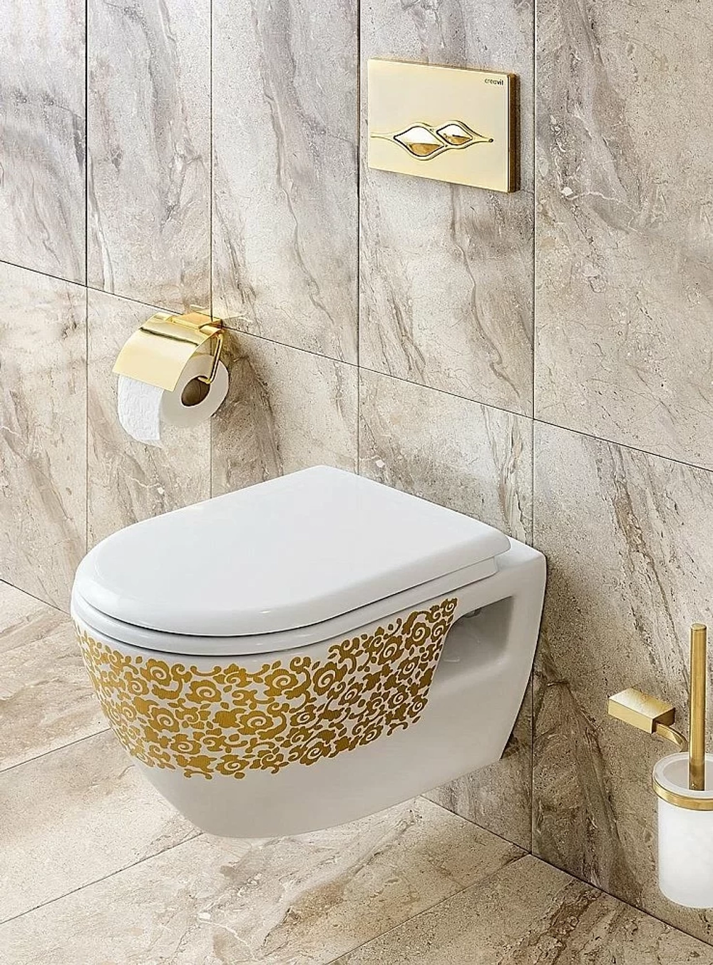 Унитаз подвесной с функцией биде CREAVIT Terra TP325.000D0 белый с декором