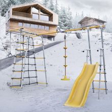 Детский спортивный комплекс для дачи ROMANA Богатырь мини Плюс 2 (желтый/серый) (Качели гнездо 100см)