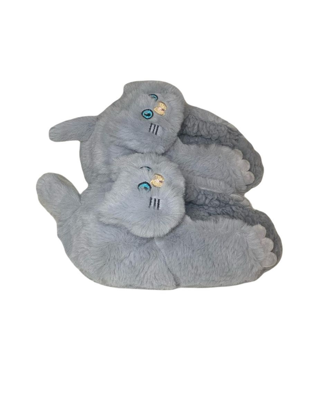 Тапочки детские Лиана, кигуруми Котики, темно-серый, 10-12 лет 21-22,5 см