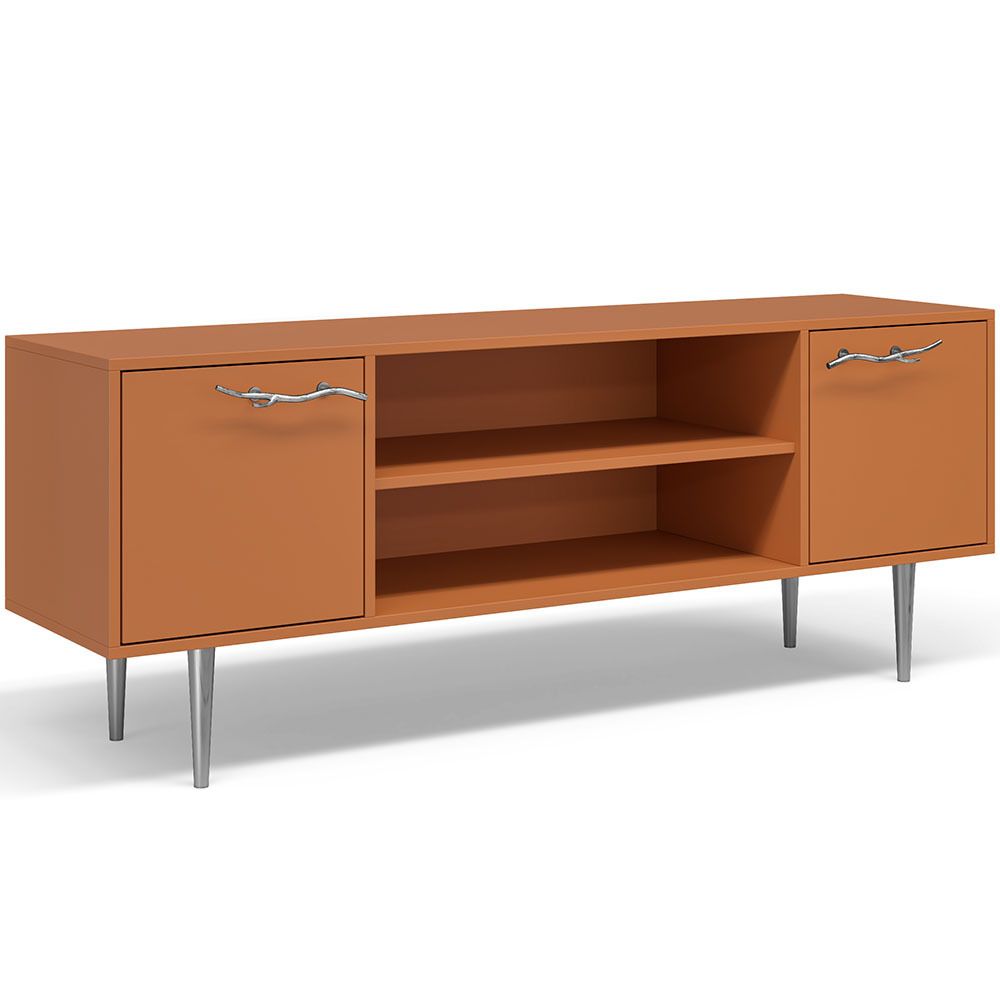 Тумба под ТВ Арт Колор matte 155см Стайл Сильвер Томленый оранжевый матовый