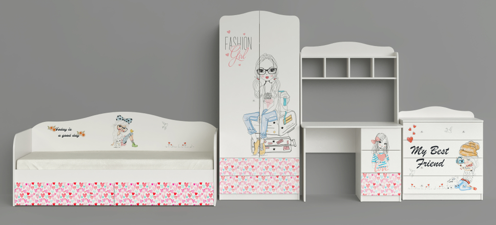 Шкаф МАМА "Девочки", Белый