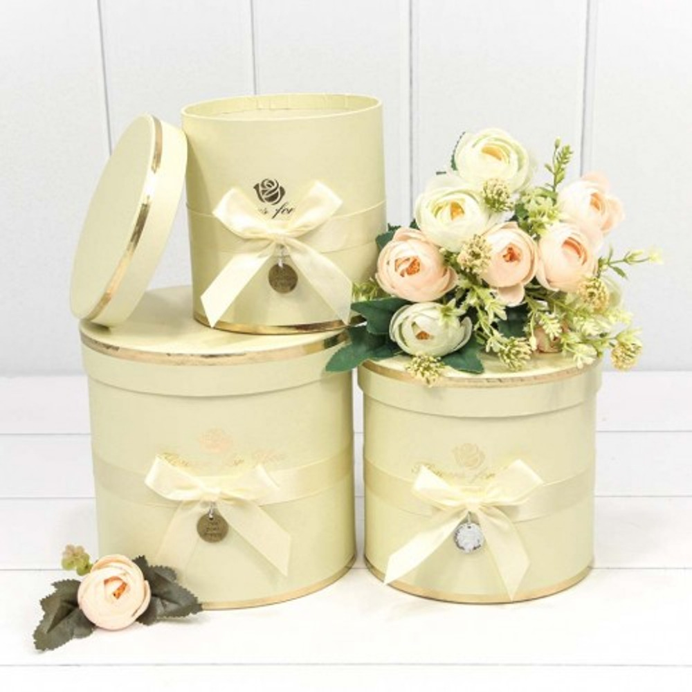 Коробка 18х17 см Набор 3 шт "Flowers For You" (Бежевый)