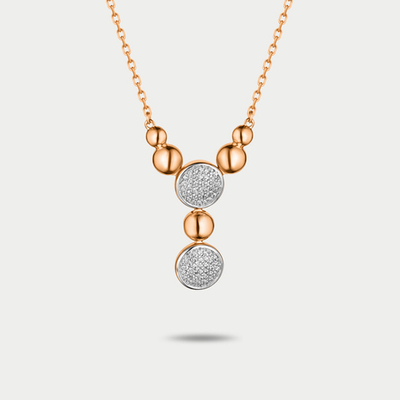 Колье женское из розового золота 585 пробы с фианитами (арт. Ко4752)