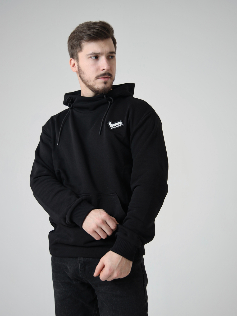 Худи черное Город Горький мужское вышивка