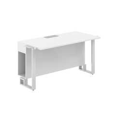 SP.0106.WH.WH.WH / Модуль прямой 1400х700х750 / столешница:белый, подстолье:белый, металлокаркас:белый, лючок:серый