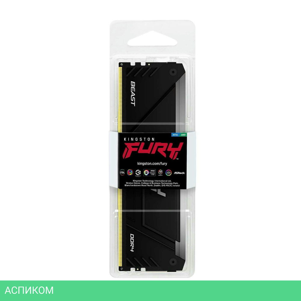Оперативная память Kingston Fury Beast Black RGB XMP 16GB DDR4 (KF432C16BB12A/16)