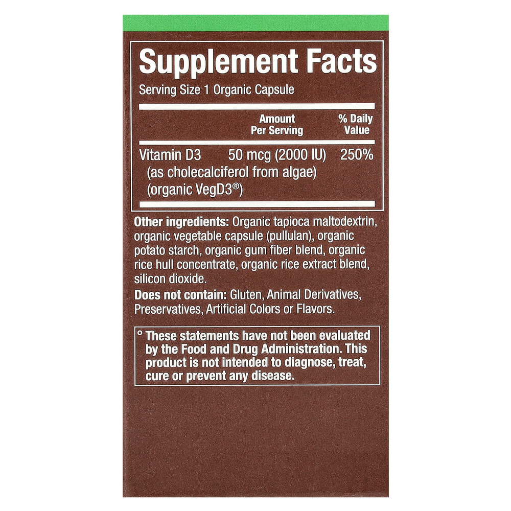 Plnt, Органический витамин D3, 50 мкг (2000 МЕ), 60 органических капсул