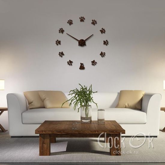 Настенные 3D часы Кошачьи лапки