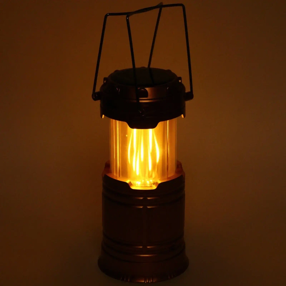 Фонарь туристический раздвижной, 6+1LED, свет теплый-холодный,14*9 см, аккумулятор