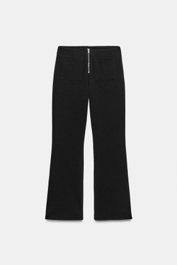 ZARA РАСКЛЕШЕННЫЕ БРЮКИ НА МОЛНИИ, ЧЕРНЫЙ