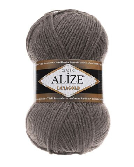 Ланаголд (Lanagold) пряжа Alize 49%шерсть 51%акрил 5х100г/240м 348 темно-серый