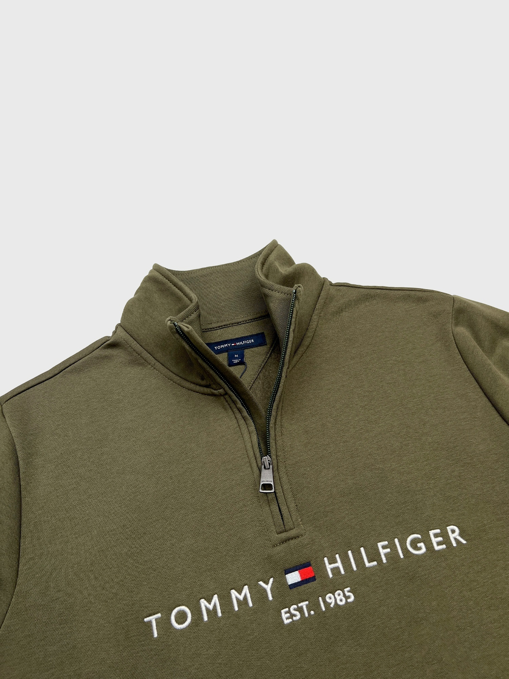 Свитшот Tommy Hilfiger Tommy Logo Quater-Zip Army Green