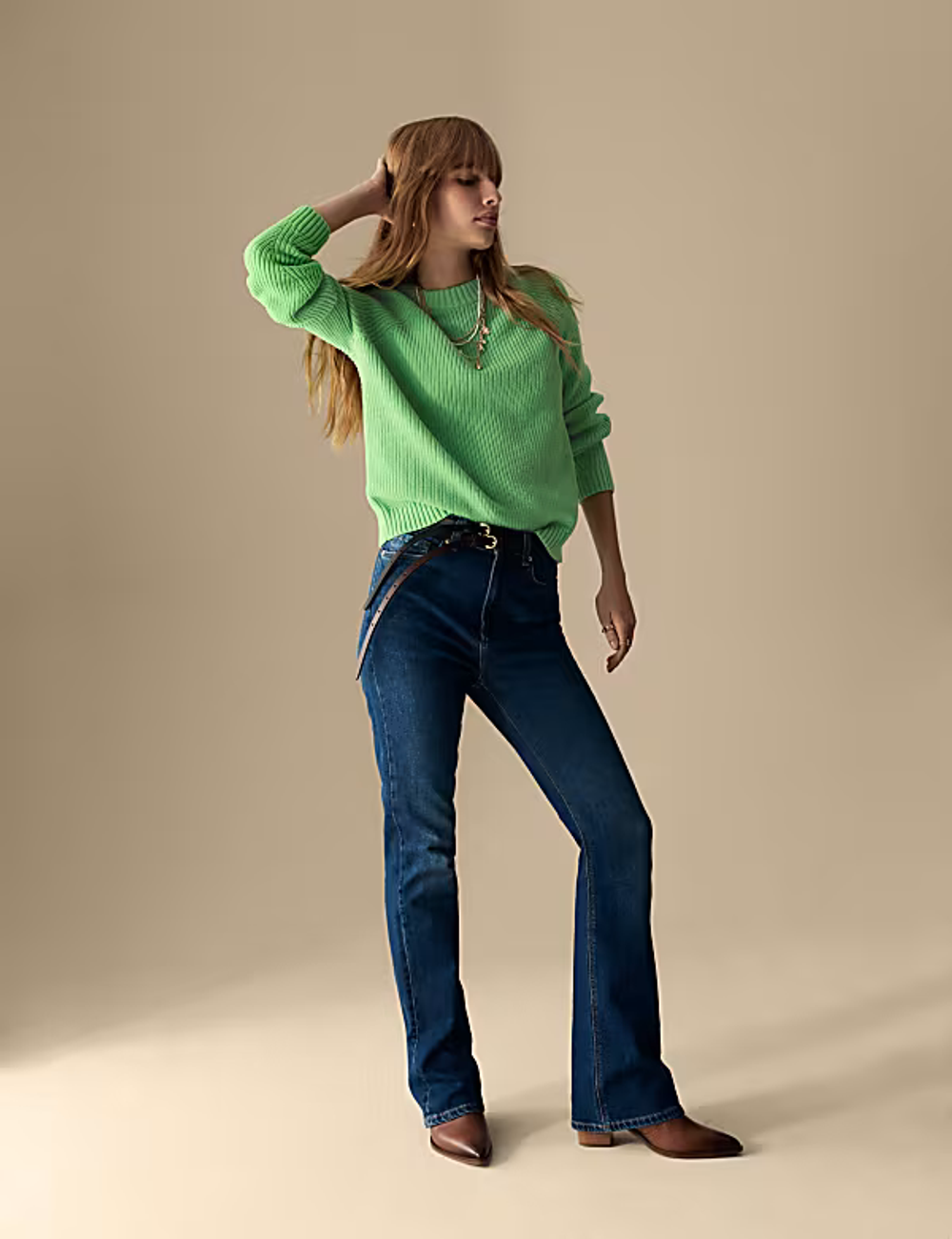 M&S ДЖЕМПЕР ИЗ СМЕСОВОЙ ШЕРСТИ, ЛАЙМОВЫЙ