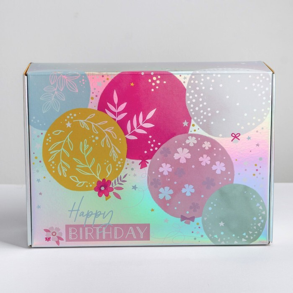 Складная коробка «Happy Birthday», 30,5 × 22 × 9,5 см