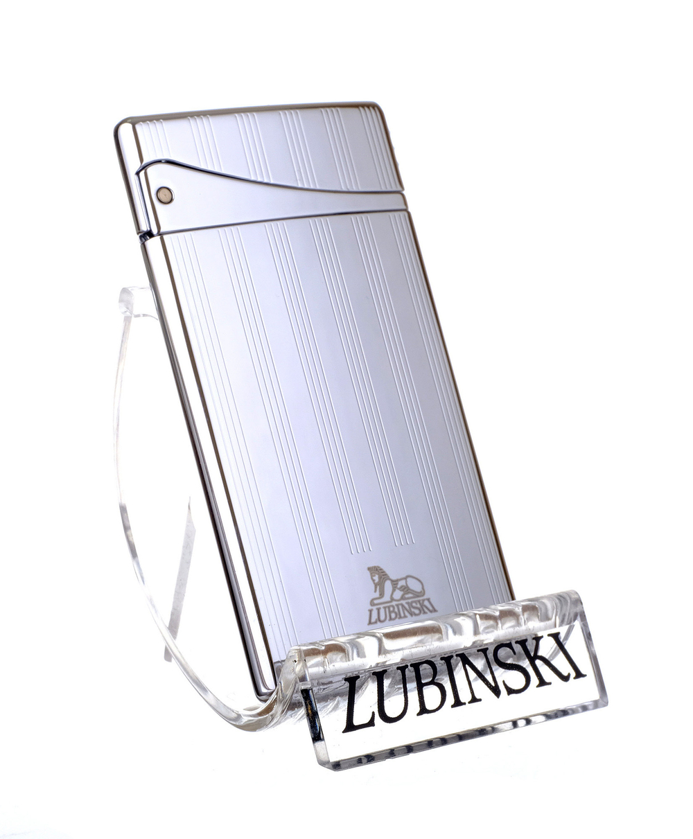 Зажигалка Lubinski "Флоренция", плоская, турбо, серебристая в полоску