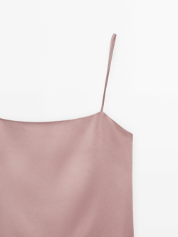 Massimo Dutti Атласный топ на бретелях, розовый