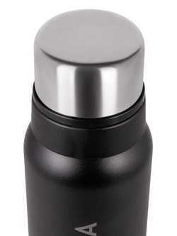 Термос Relaxika 103 (1 литр), черный (стикерпак "Зимний спорт")