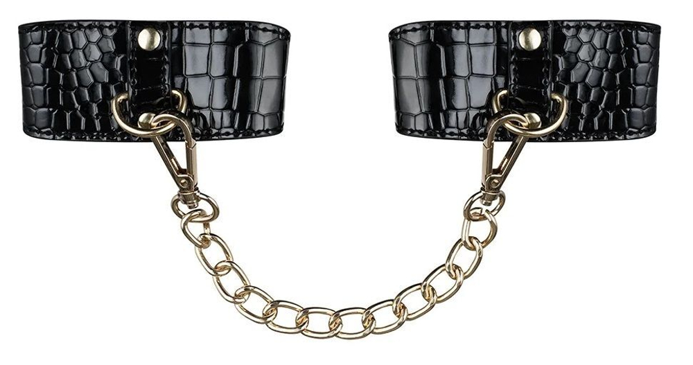 Элегантные черные наручники с цепочкой