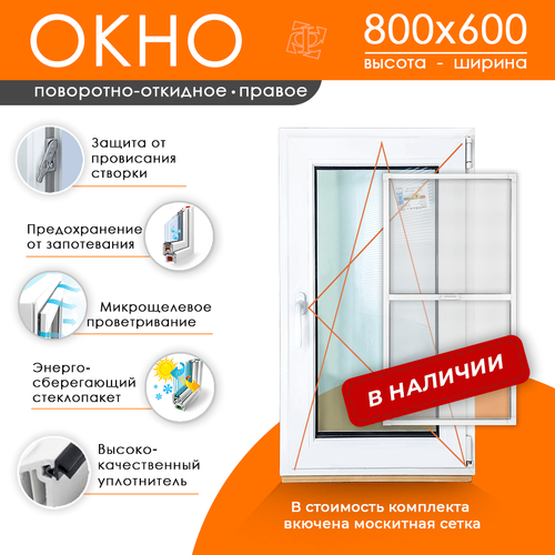 Пластиковое окно 800 х 600 ТермА Эко + Москитная сетка