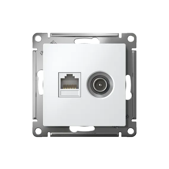 Розетка компьютерная + телевизионная 2-м СП AtlasDesign RJ45 кат.5E + TV механизм лотос SE ATN001389