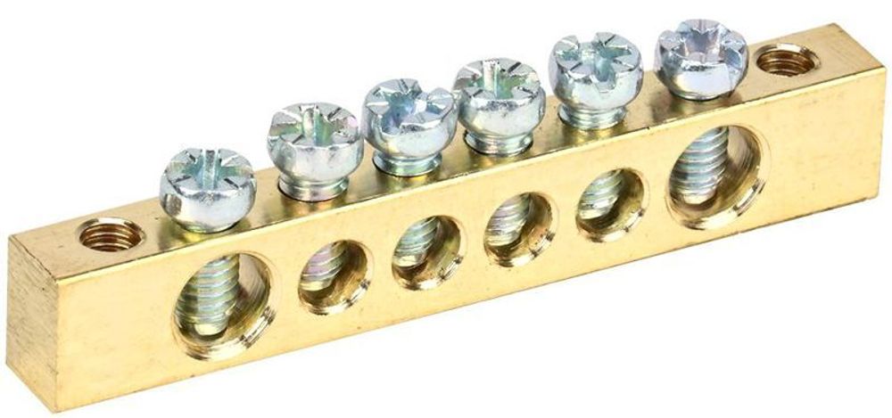 Шина PEN "земля-ноль" 6х9мм 6/2 (6групп/крепеж по краям) IEK YNN11-06-100 Шина PEN "земля-ноль" 6х9мм 6/2 (6групп/крепеж по краям) IEK YNN11-06-100