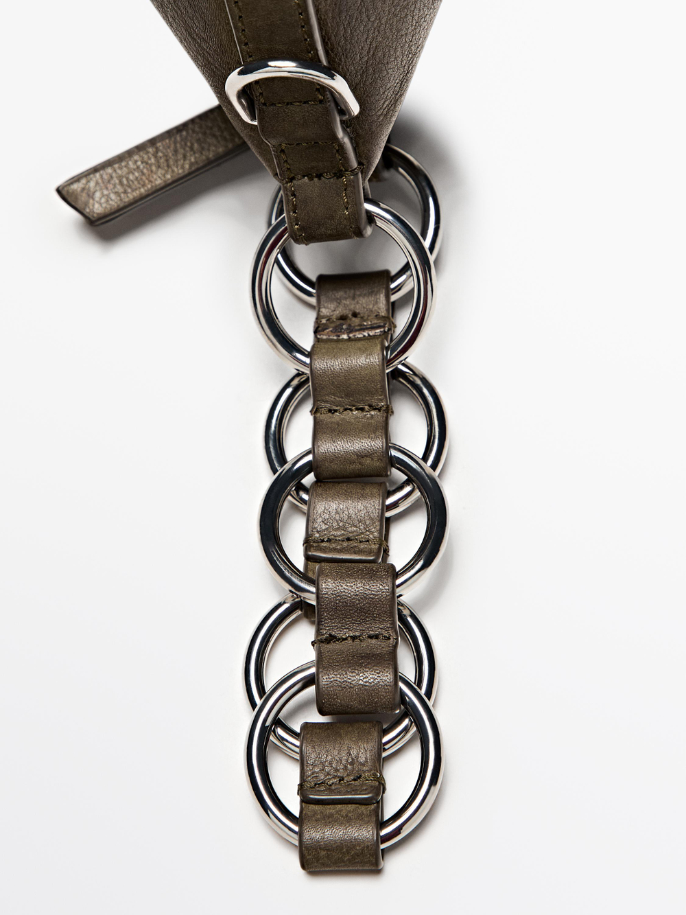 Massimo Dutti Мини-сумочка из кожи наппа, хаки