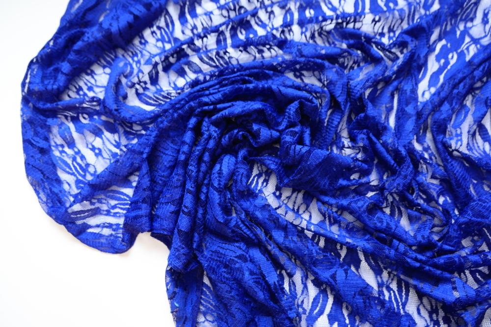 Гипюр стрейч синий