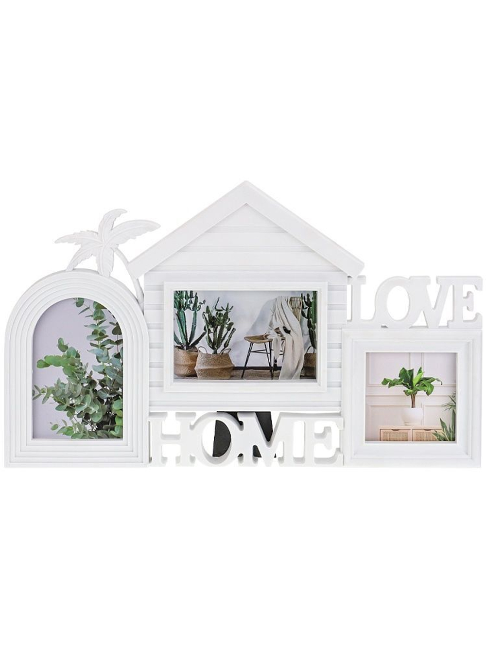 Фоторамка на 3 фото 10*15, 10*10см "Тропический уют" белая