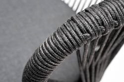 "Венето" обеденная группа на 6 персон со стульями "Милан", каркас темно-серый, роуп темно-серый