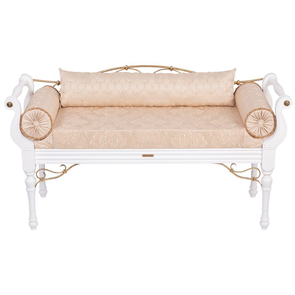 Банкетка Флоренция Премиум Белый Каледония Даймонд Айвори Амбер