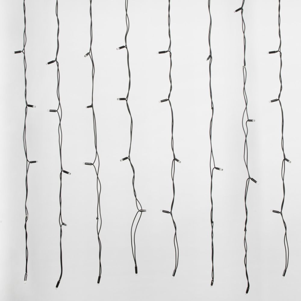 ULD-C2030-240-TBK WARM WHITE IP67 Занавес светодиодный с эффектом мерцания. 3х2м. Соединяемый. 240 светодиодов. Теплый белый свет. Провод черный. TM Uniel.