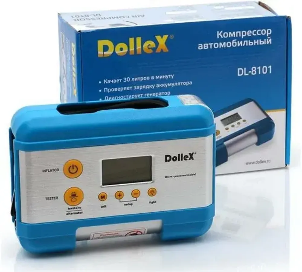 Компрессор 30 л/мин 15А DolleX сумка, цифровой манометр