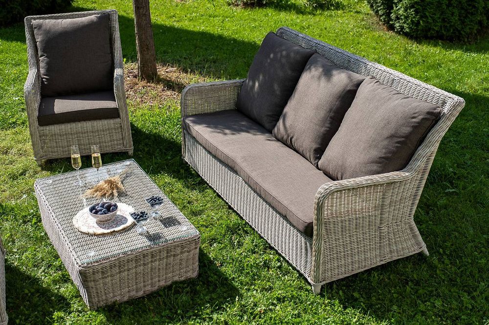 "Гляссе" лаунж-зона из искусственного ротанга, цвет бежевый