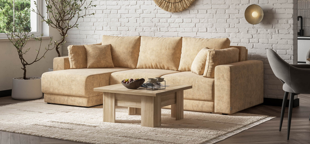 Угловой диван Босс Прайм ХЛ Велюр Роял шампань